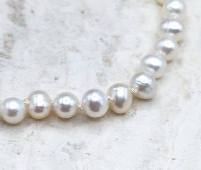 Beautiful Cultured Pearl Bracelet with Antique Paste clasp in sterling hand knotted pearls