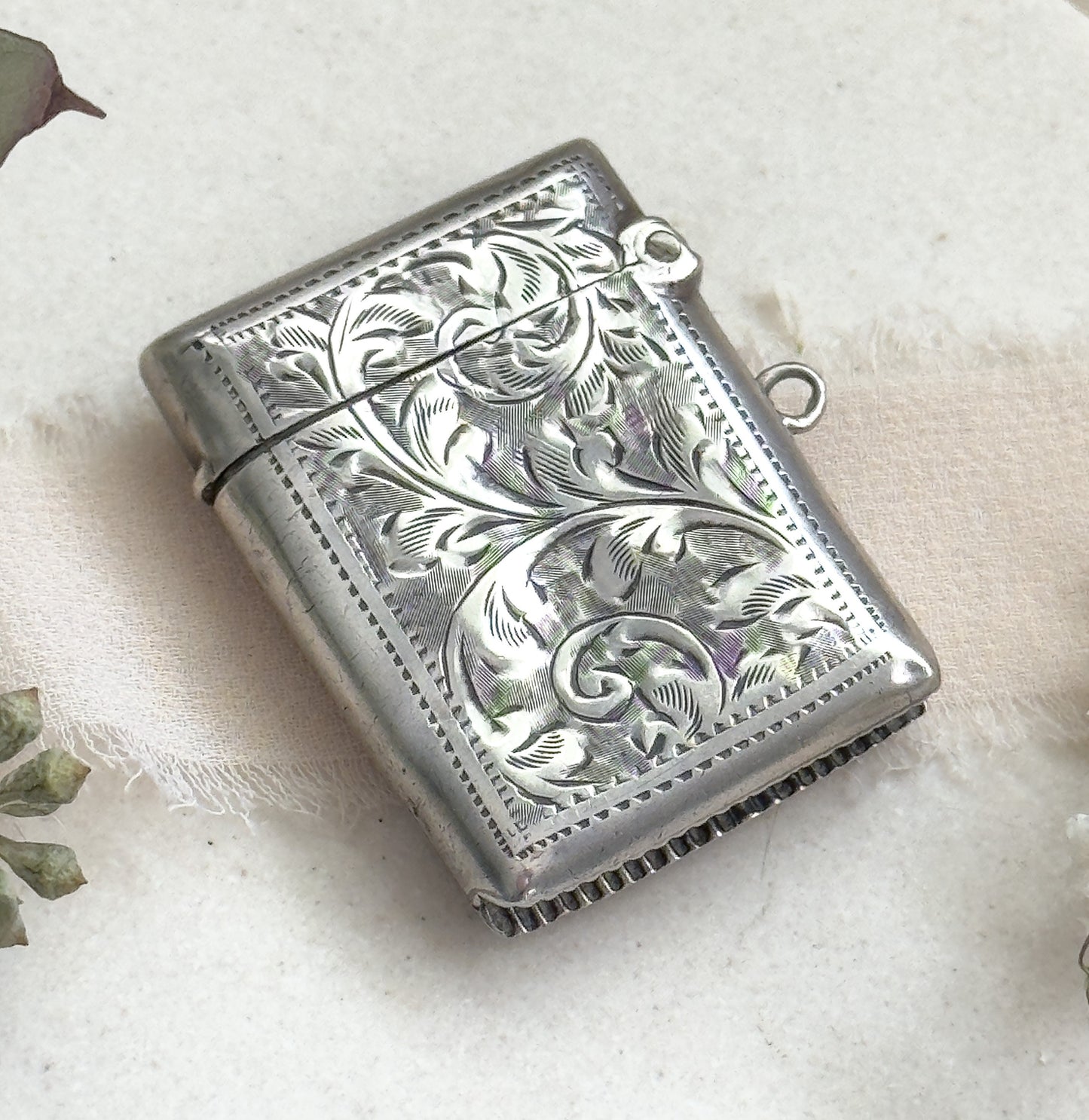 Antique Silver Vesta case by Charles Lyster and Son Edwardian Match Box