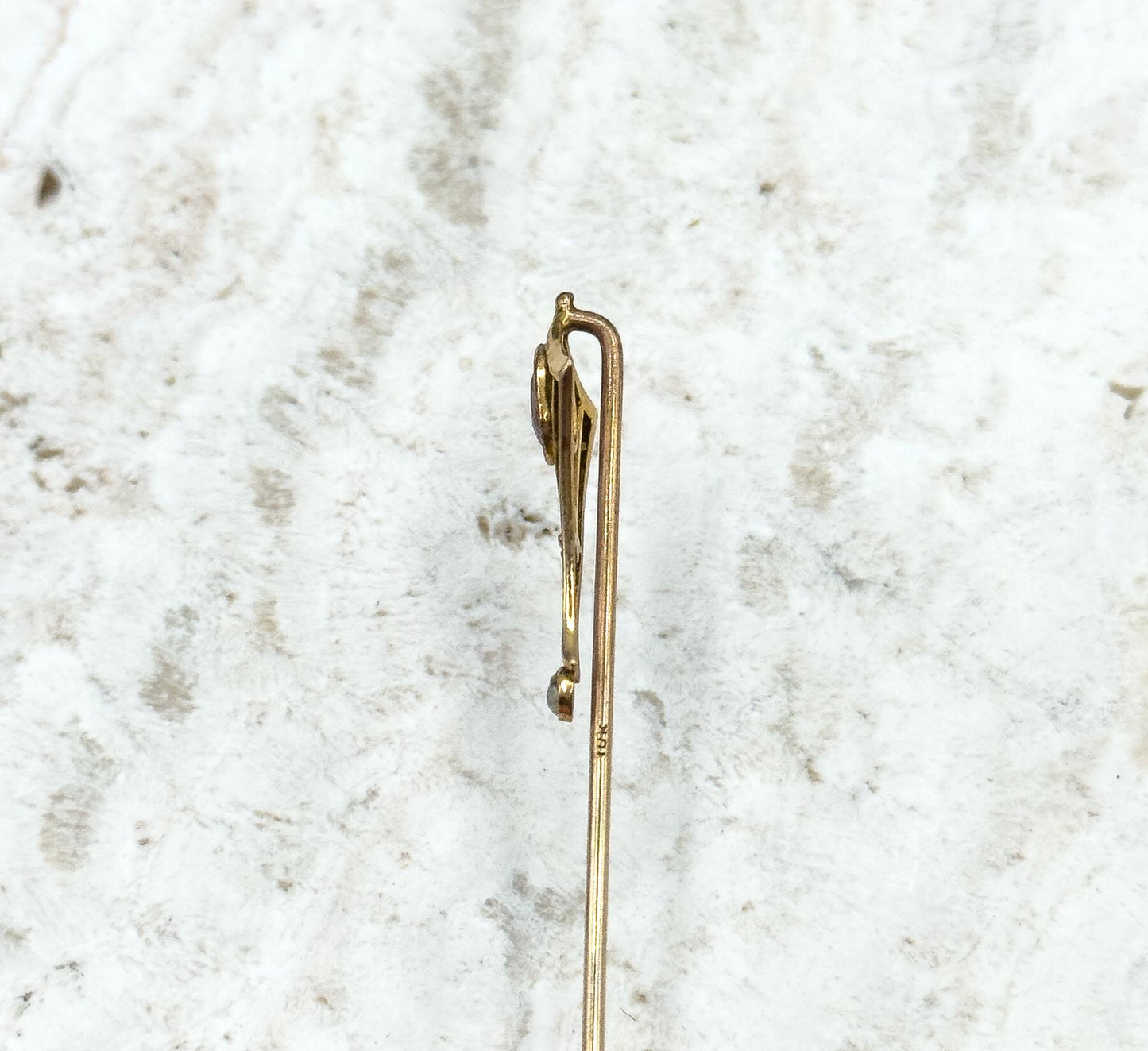 Lovely Antique Edwardian Stick Pin with Garnet Art Nouveau Stick pin in 10K Yellow Gold