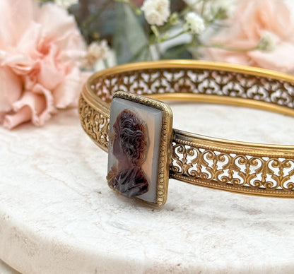 Antique Victorian Cameo Bangle hard stone cameo