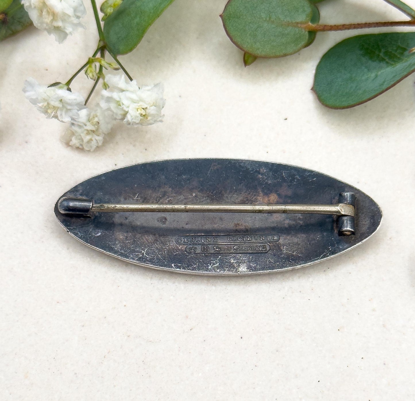 Vintage Watson Cloissone Enamel Brooch in Sterling Silver midcentury enamel brooch