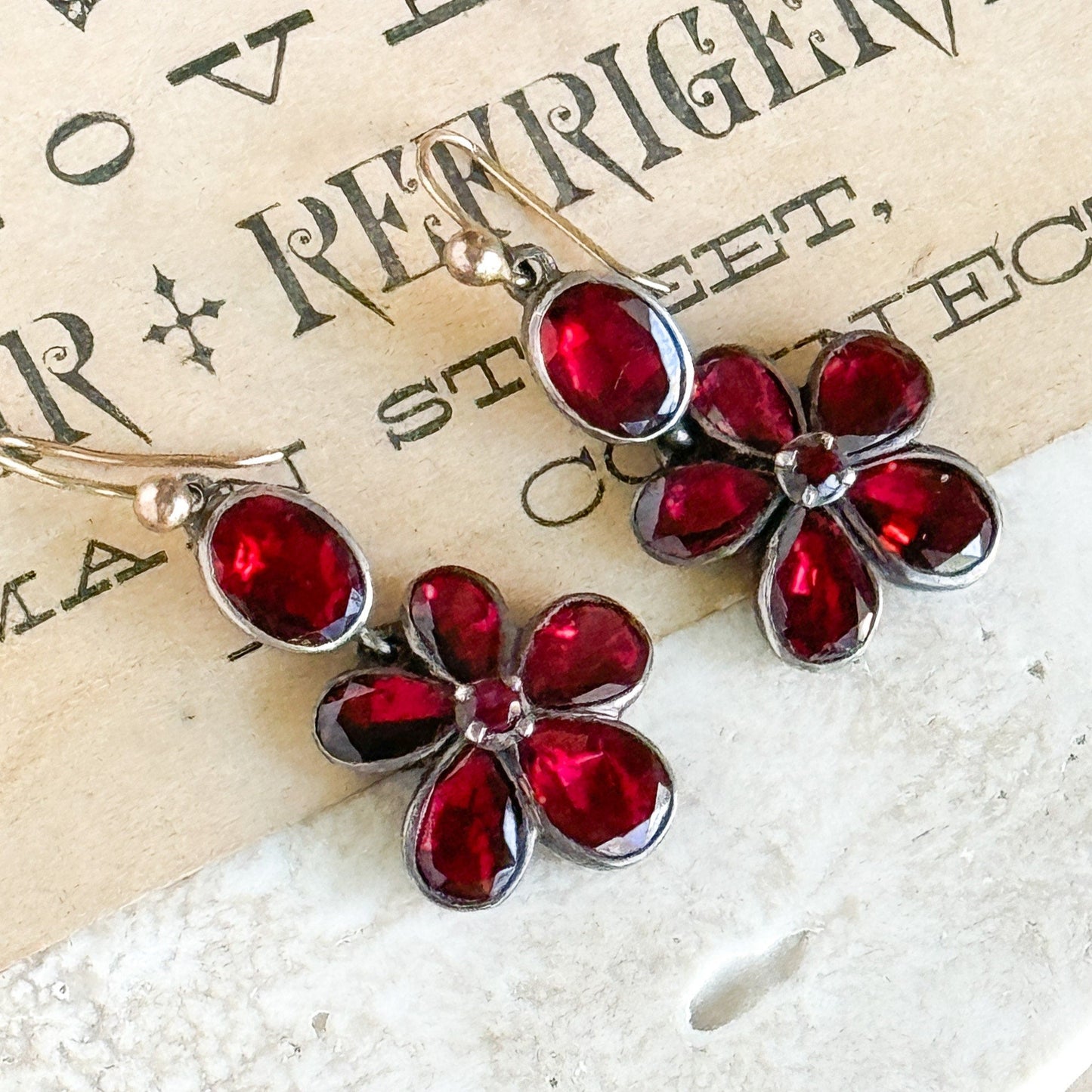 foiled garnet earrings antique