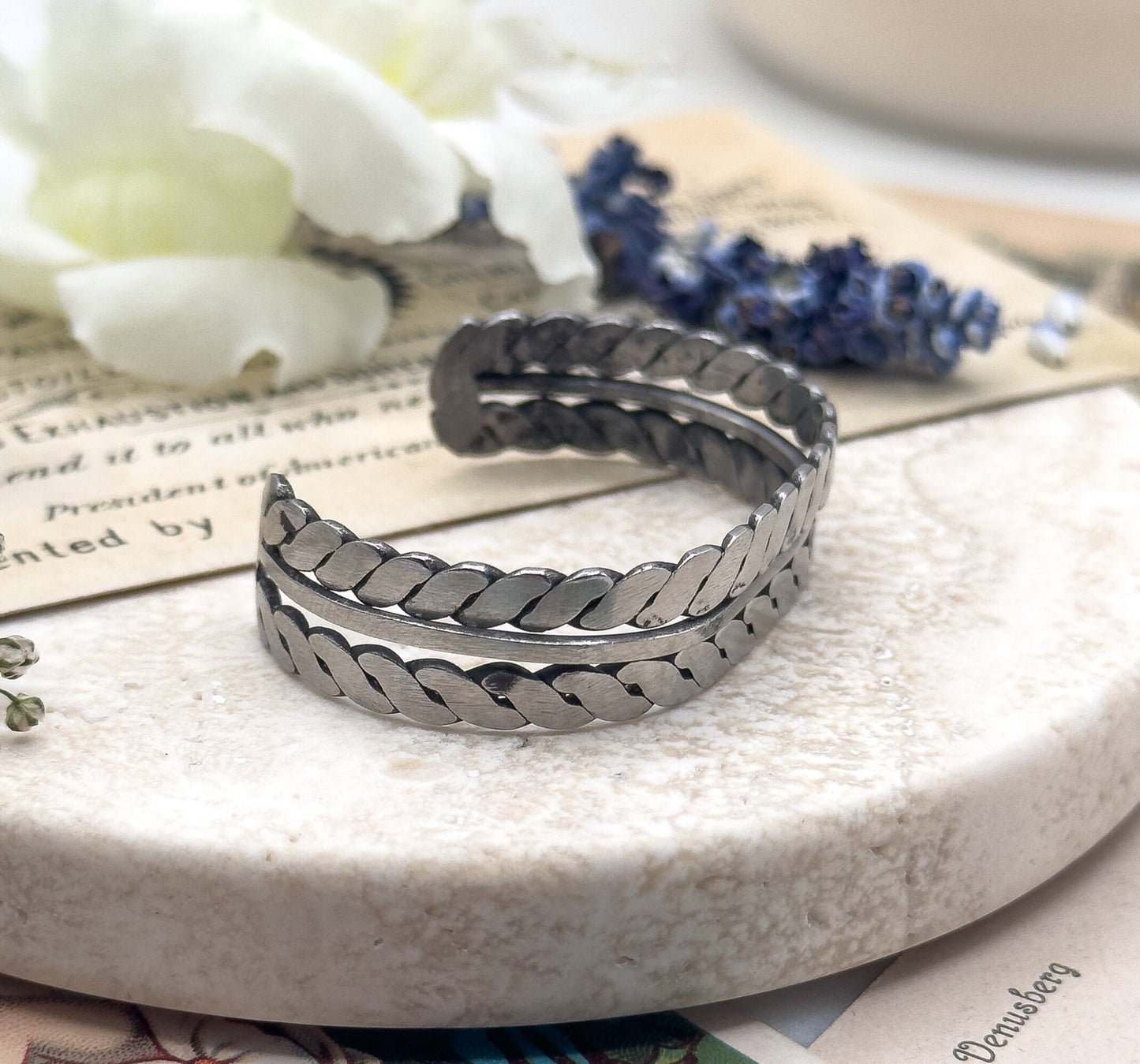 Vintage Handmade Child Sized Cuff Bracelet in Silver