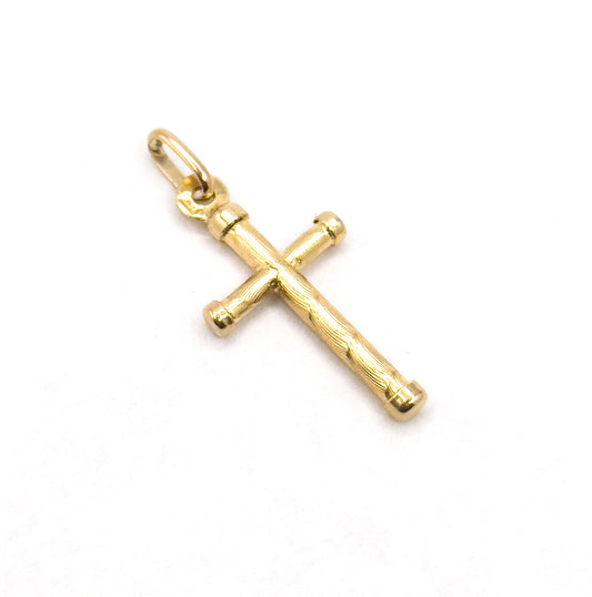 Vintage textured Cross Pendant Charm in 14K Gold