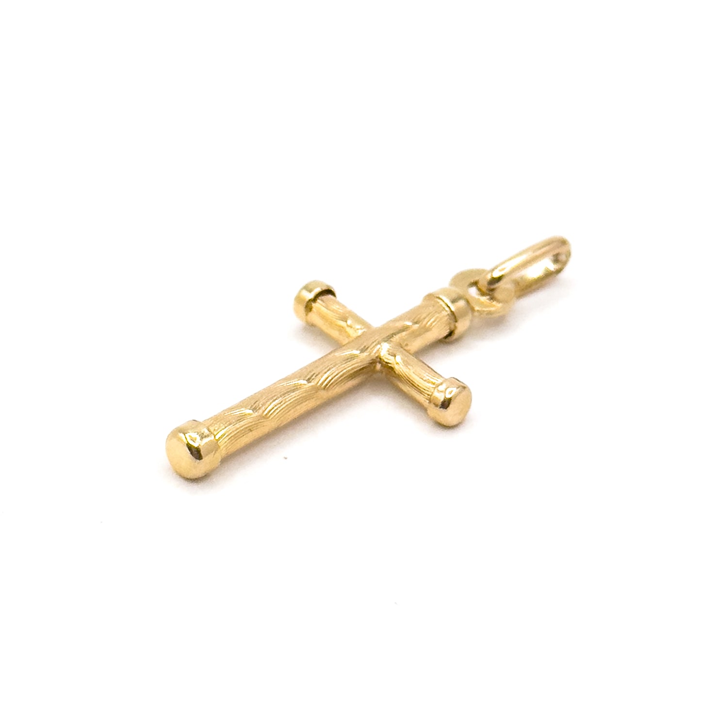Vintage textured Cross Pendant Charm in 14K Gold