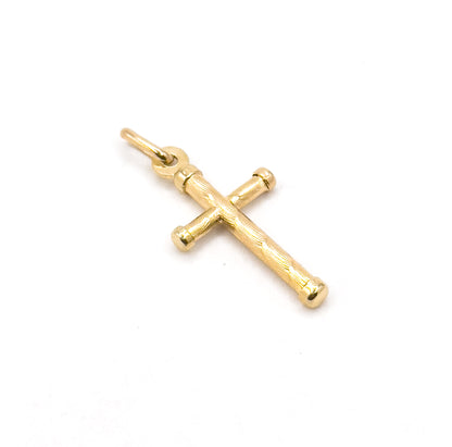 Vintage textured Cross Pendant Charm in 14K Gold