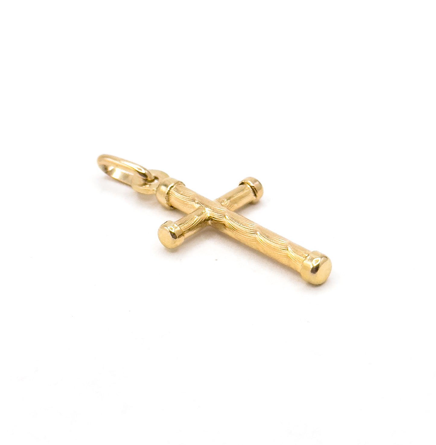 Vintage textured Cross Pendant Charm in 14K Gold