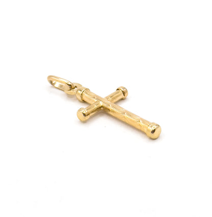 Vintage textured Cross Pendant Charm in 14K Gold