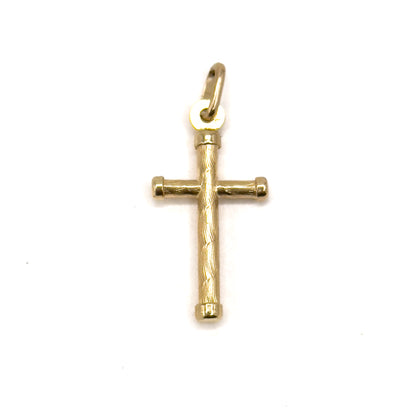 Vintage textured Cross Pendant Charm in 14K Gold