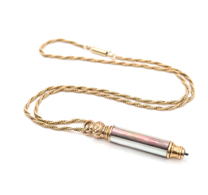 Antique Mother of Pearl Telescopic Pencil on Chain