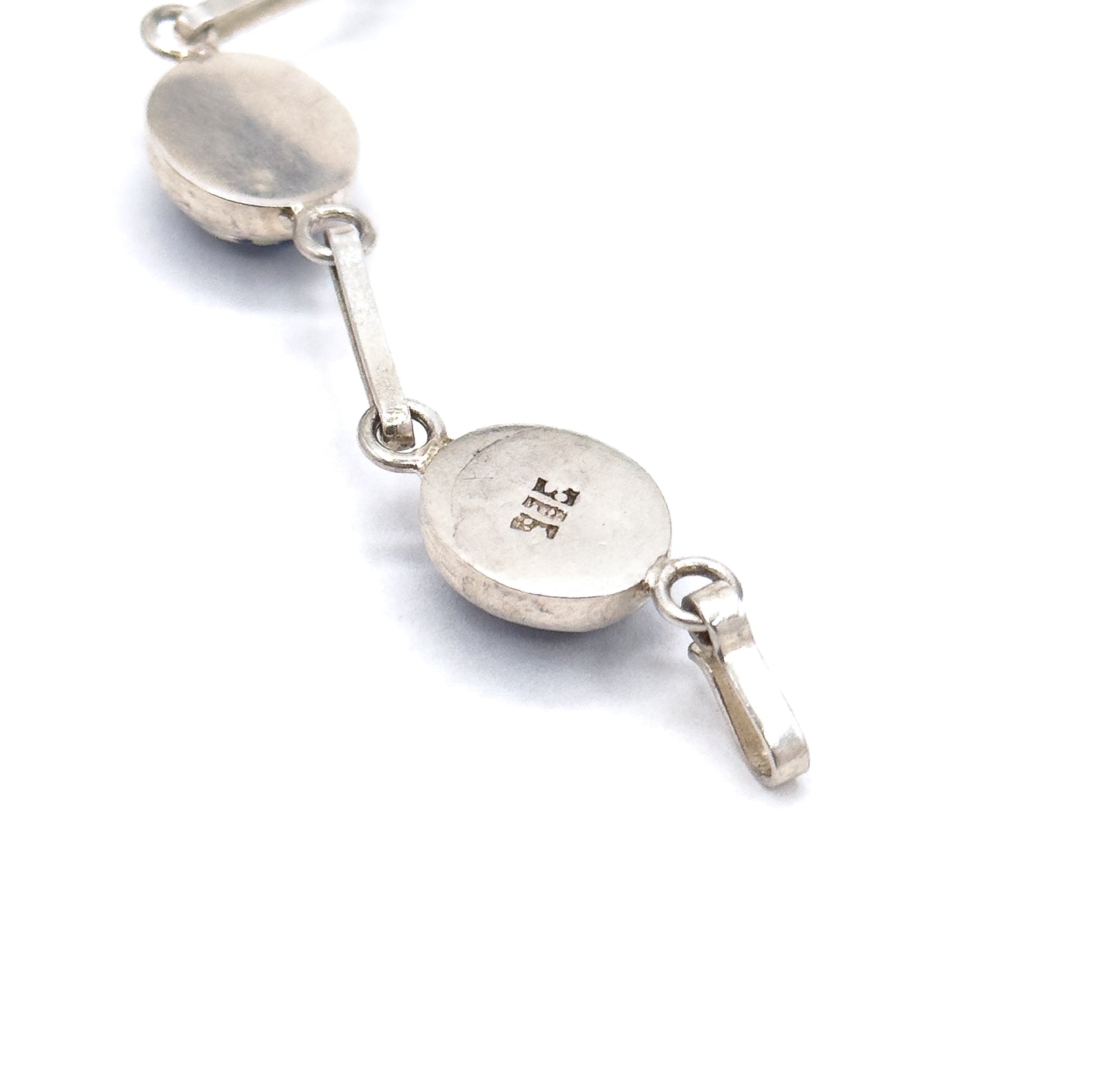 Vintage Navy Blue Foil Art Glass Bracelet in Silver