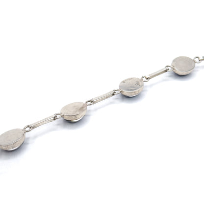 Vintage Navy Blue Foil Art Glass Bracelet in Silver