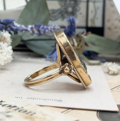 Antique Shakudo Ring in 14K Yellow Gold