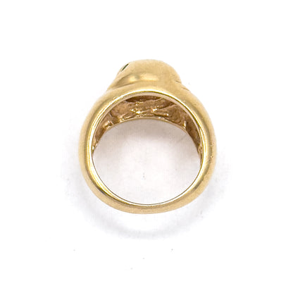 Amazing Vintage Manatee Ring in 14K Yellow Gold w Emerald Eyes