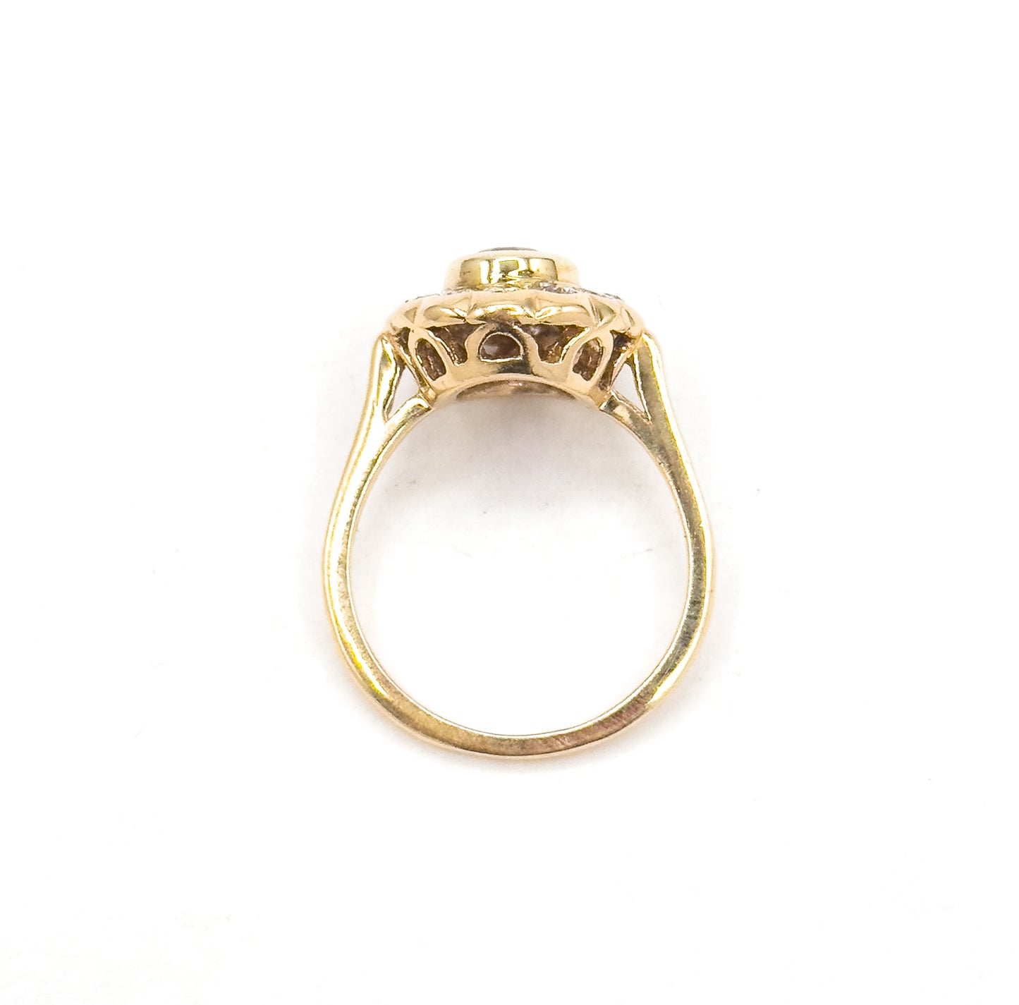 Vintage Pink Tourmaline & Diamond Halo Ring in 14K Yellow Gold