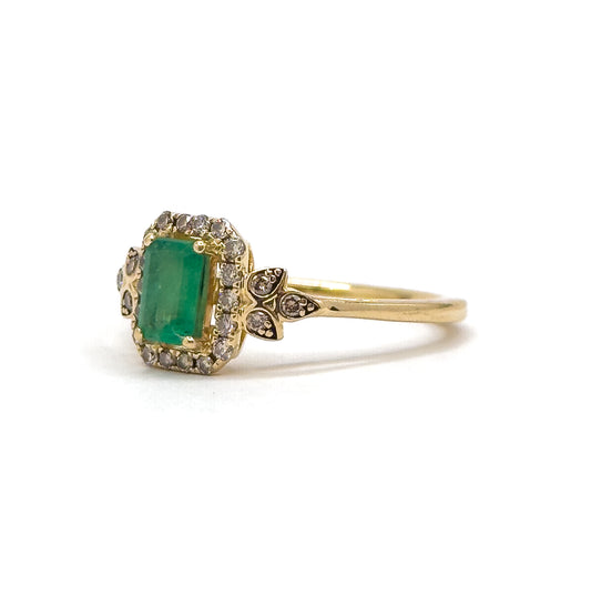 Contemporary LeVian Brand Emerald & Diamond Ring
