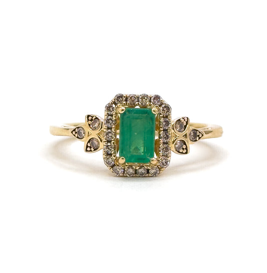 Contemporary LeVian Brand Emerald & Diamond Ring