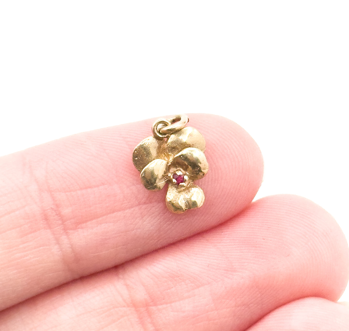Tiny Petite Pansy Charm in 14K Gold