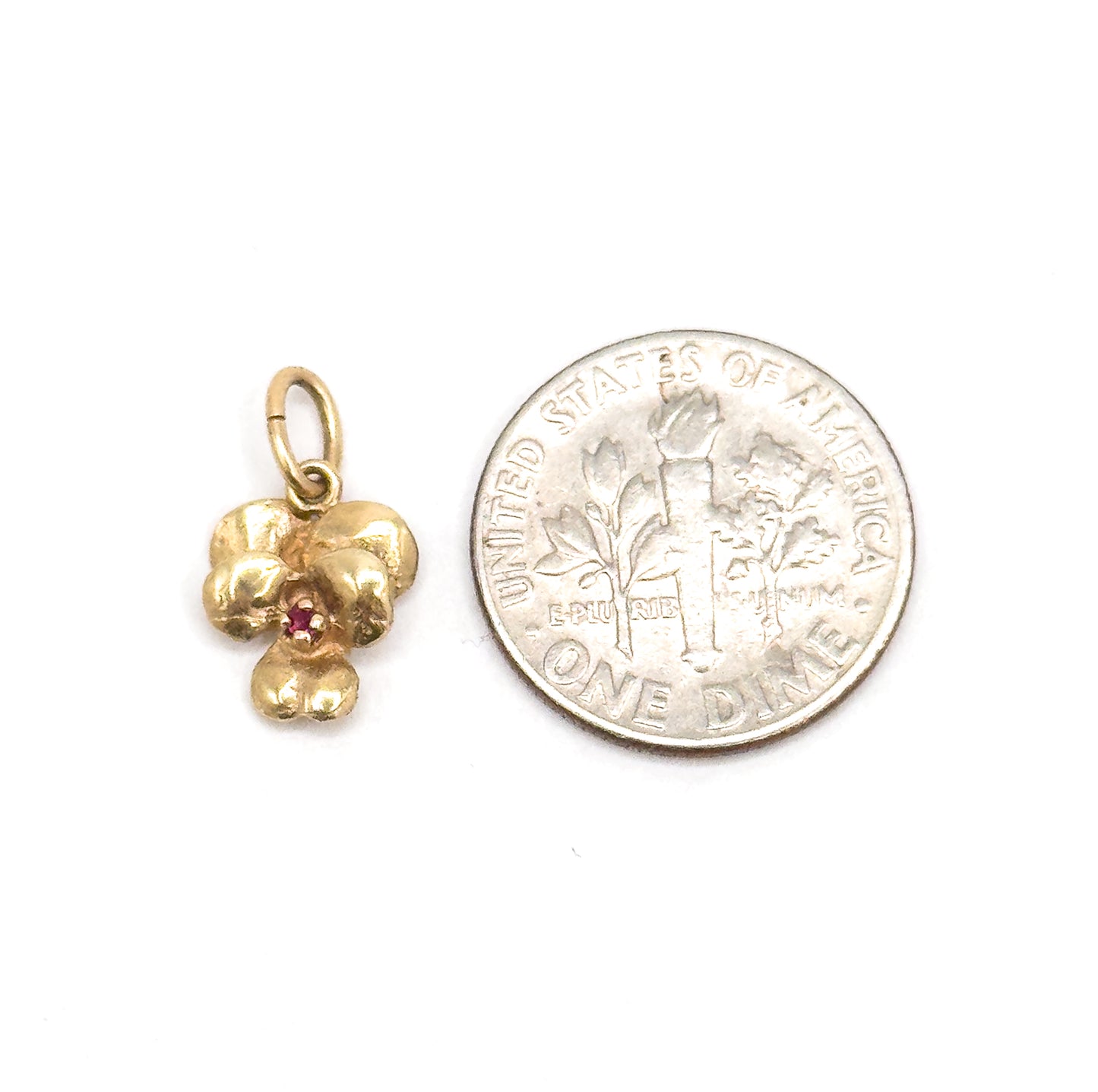 Tiny Petite Pansy Charm in 14K Gold