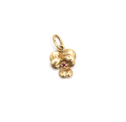 Tiny Petite Pansy Charm in 14K Gold