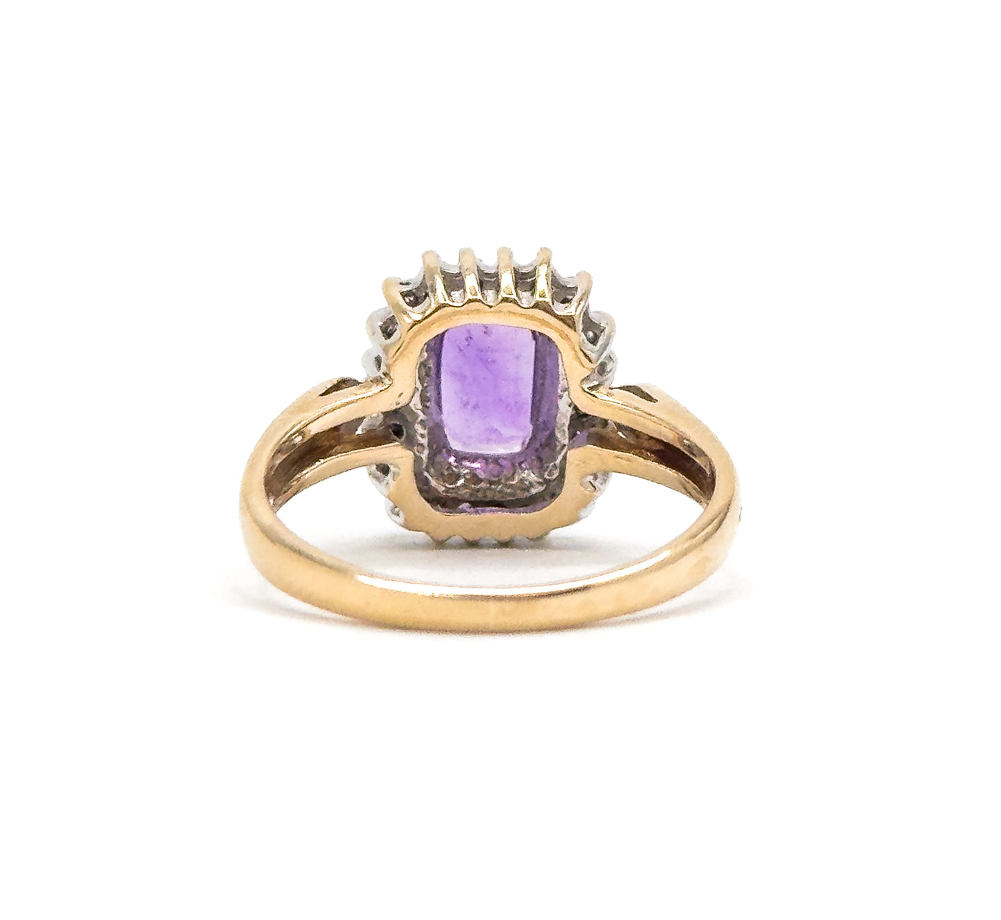 Vintage Amethyst Ring with Diamond Halo in 10K gold
