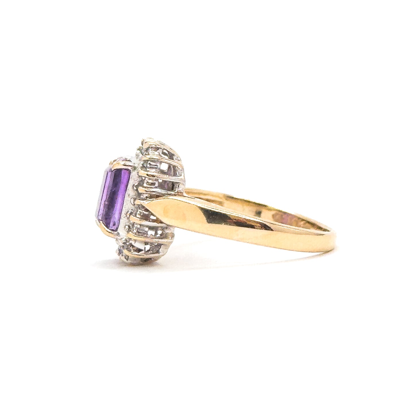 Vintage Amethyst Ring with Diamond Halo in 10K gold
