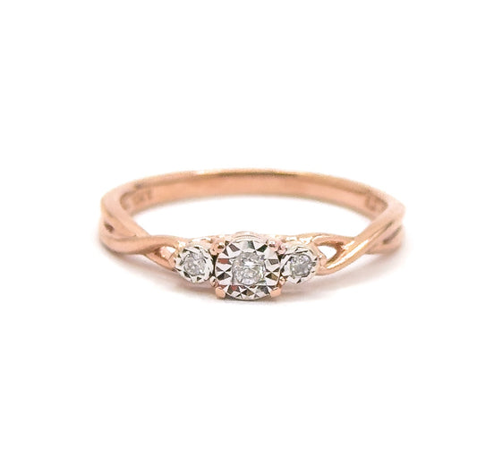 Vintage early 2000s Rose Gold Diamond Ring in 10K