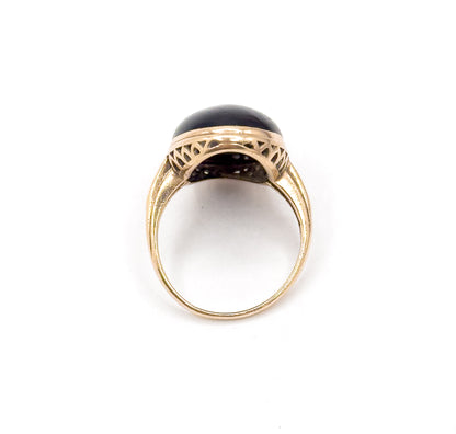 Art Deco Onyx & Diamond Ring in 10K Gold