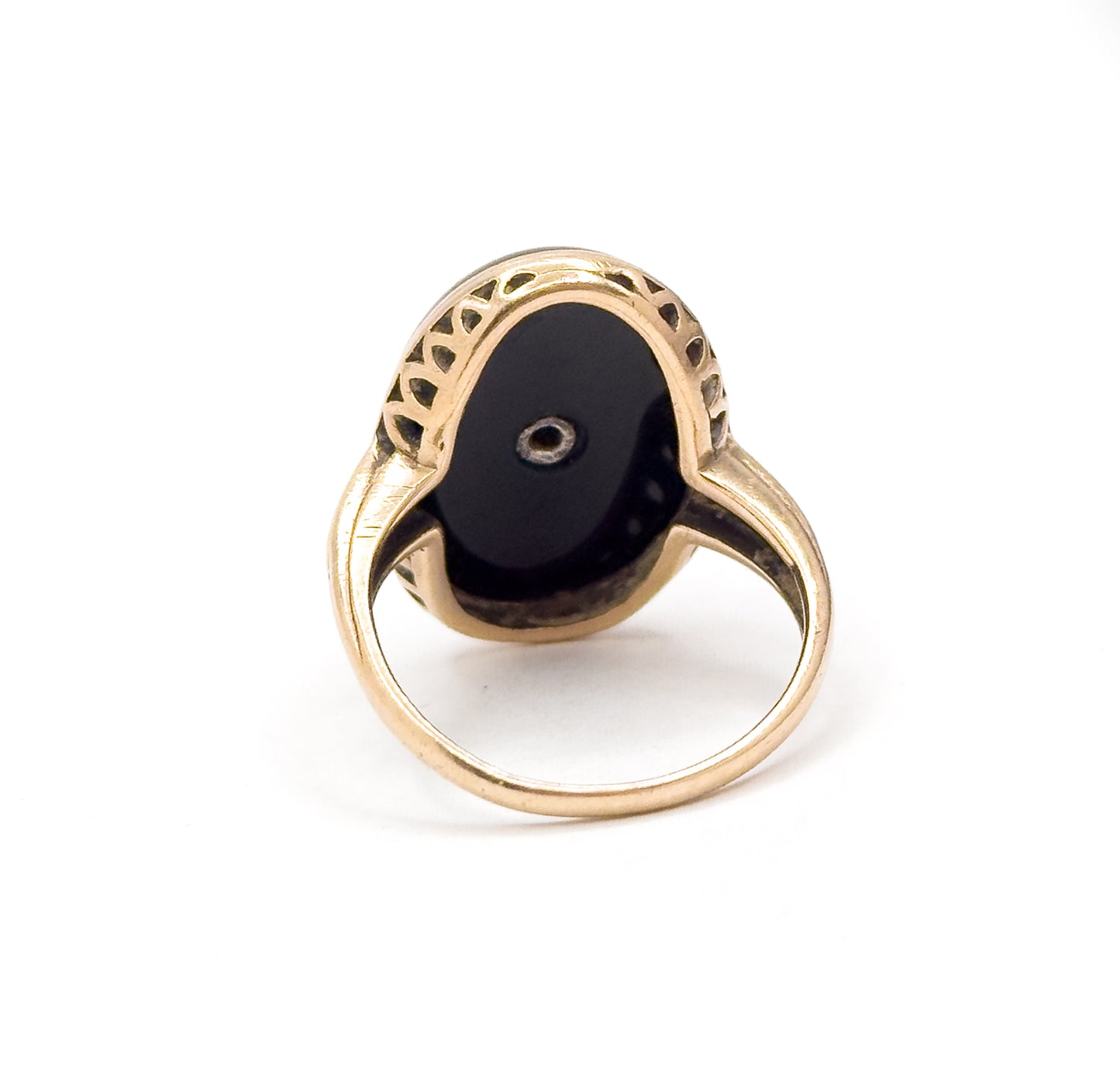 Art Deco Onyx & Diamond Ring in 10K Gold