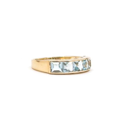 Vintage Sky Topaz Channel Set ring in 14K Gold