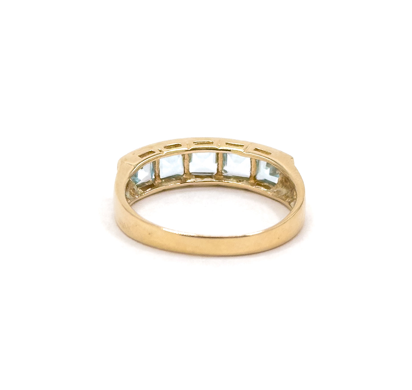 Vintage Sky Topaz Channel Set ring in 14K Gold
