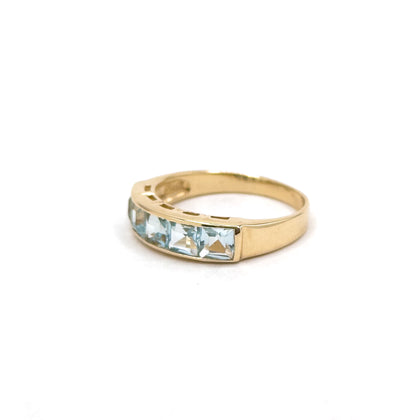 Vintage Sky Topaz Channel Set ring in 14K Gold