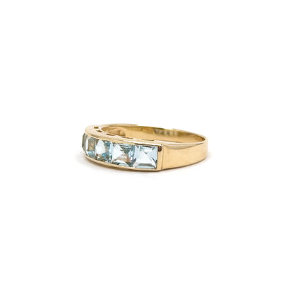 Vintage Sky Topaz Channel Set ring in 14K Gold