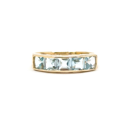 Vintage Sky Topaz Channel Set ring in 14K Gold