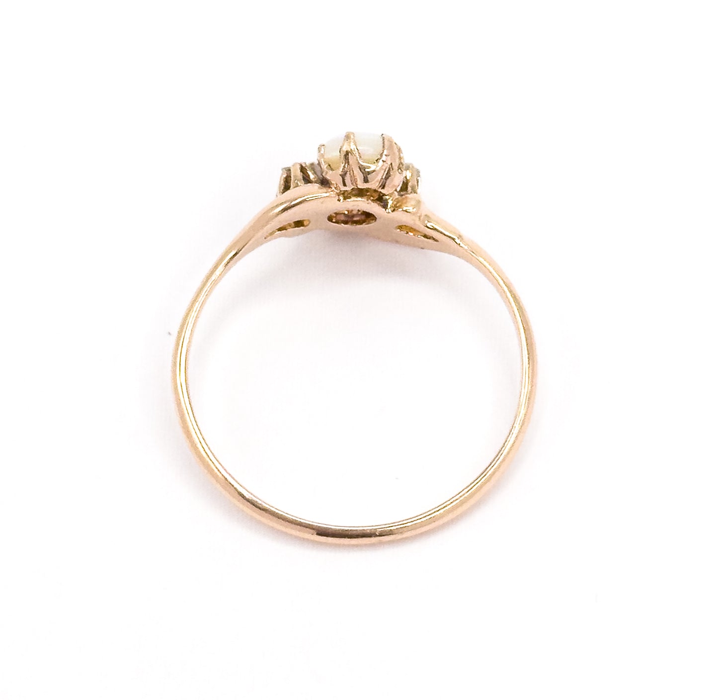 Edwardian Opal & Diamond Moi et Toi Ring in 10K Yellow Gold by Ostby & Barton
