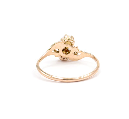 Edwardian Opal & Diamond Moi et Toi Ring in 10K Yellow Gold by Ostby & Barton