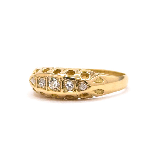 Antique Five Stone Ring in 18K Yellow Gold Fully hallmarked