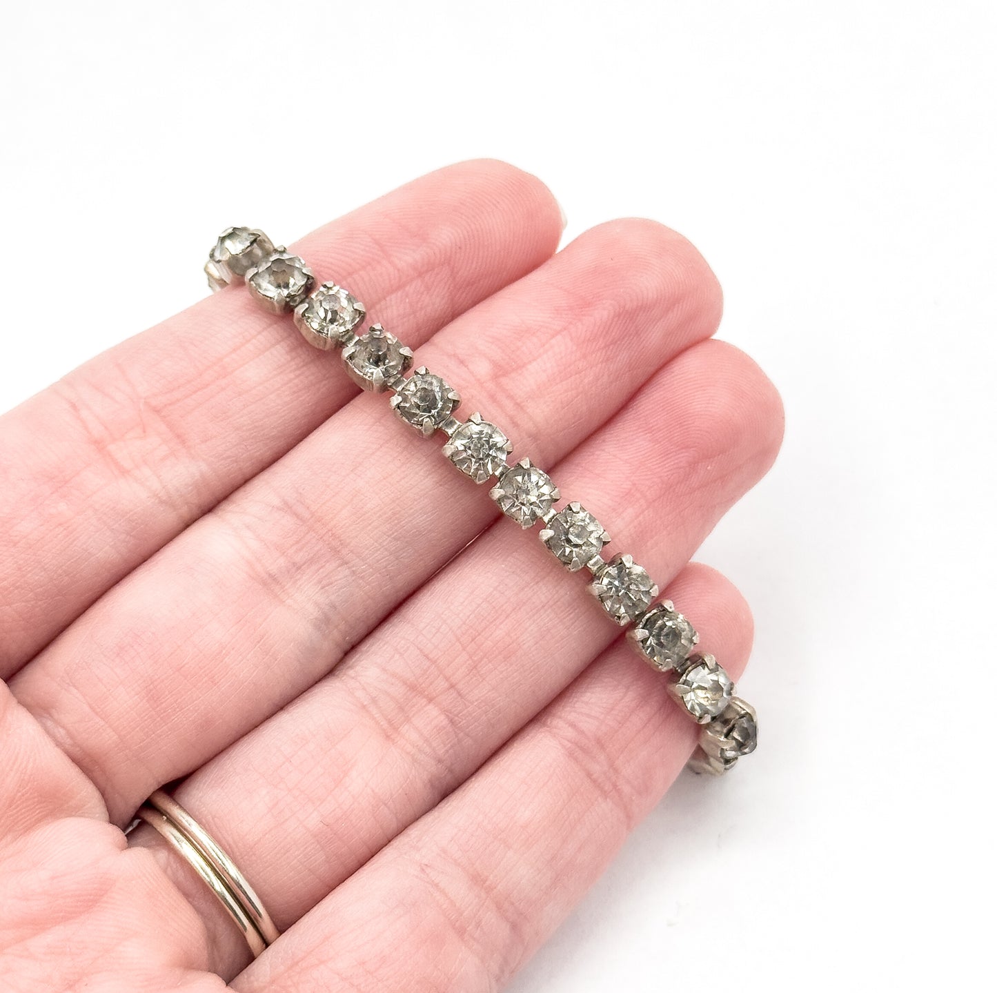 Antique Hand Cut Paste Stone Bracelet in Silver