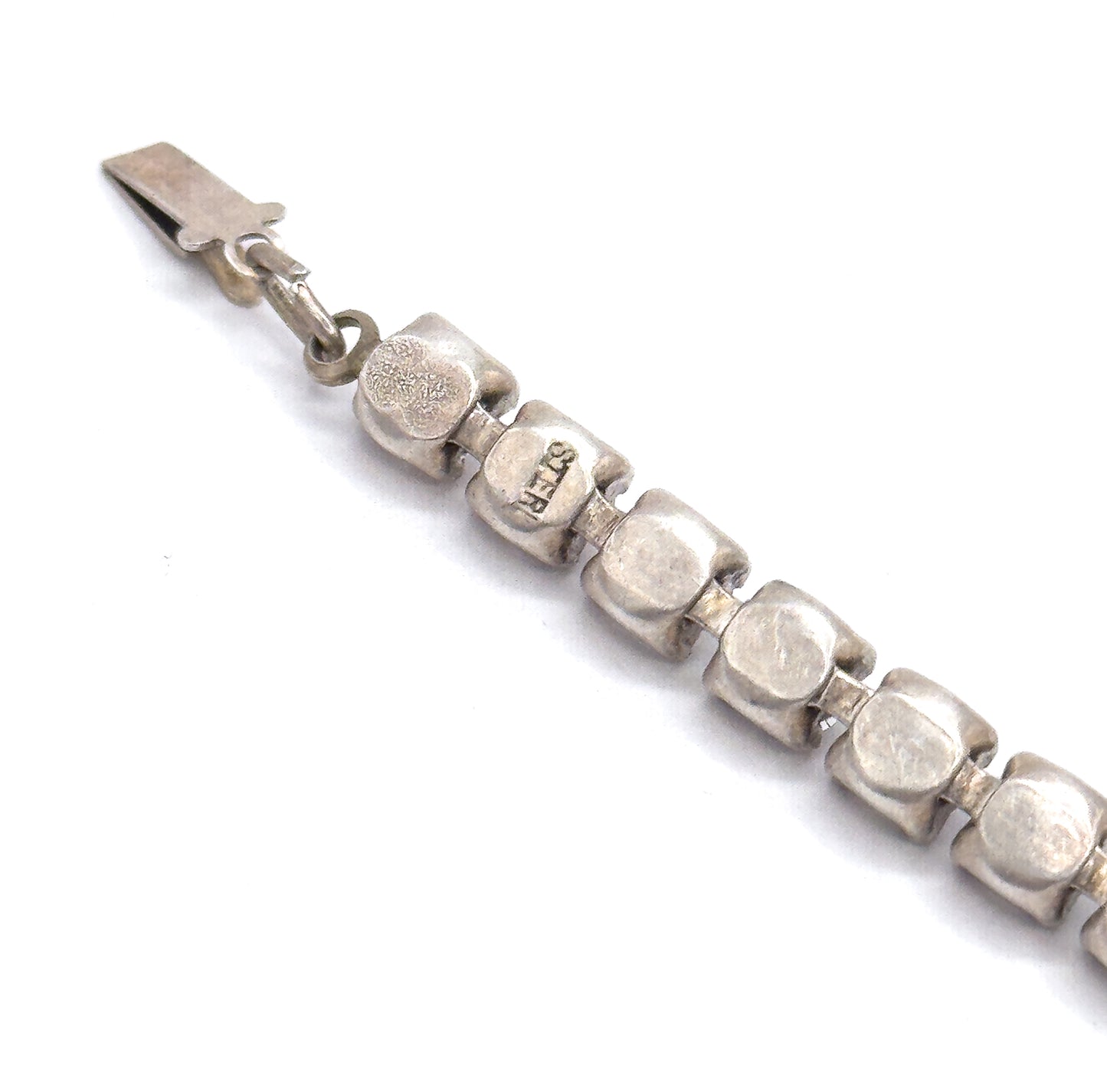 Antique Hand Cut Paste Stone Bracelet in Silver