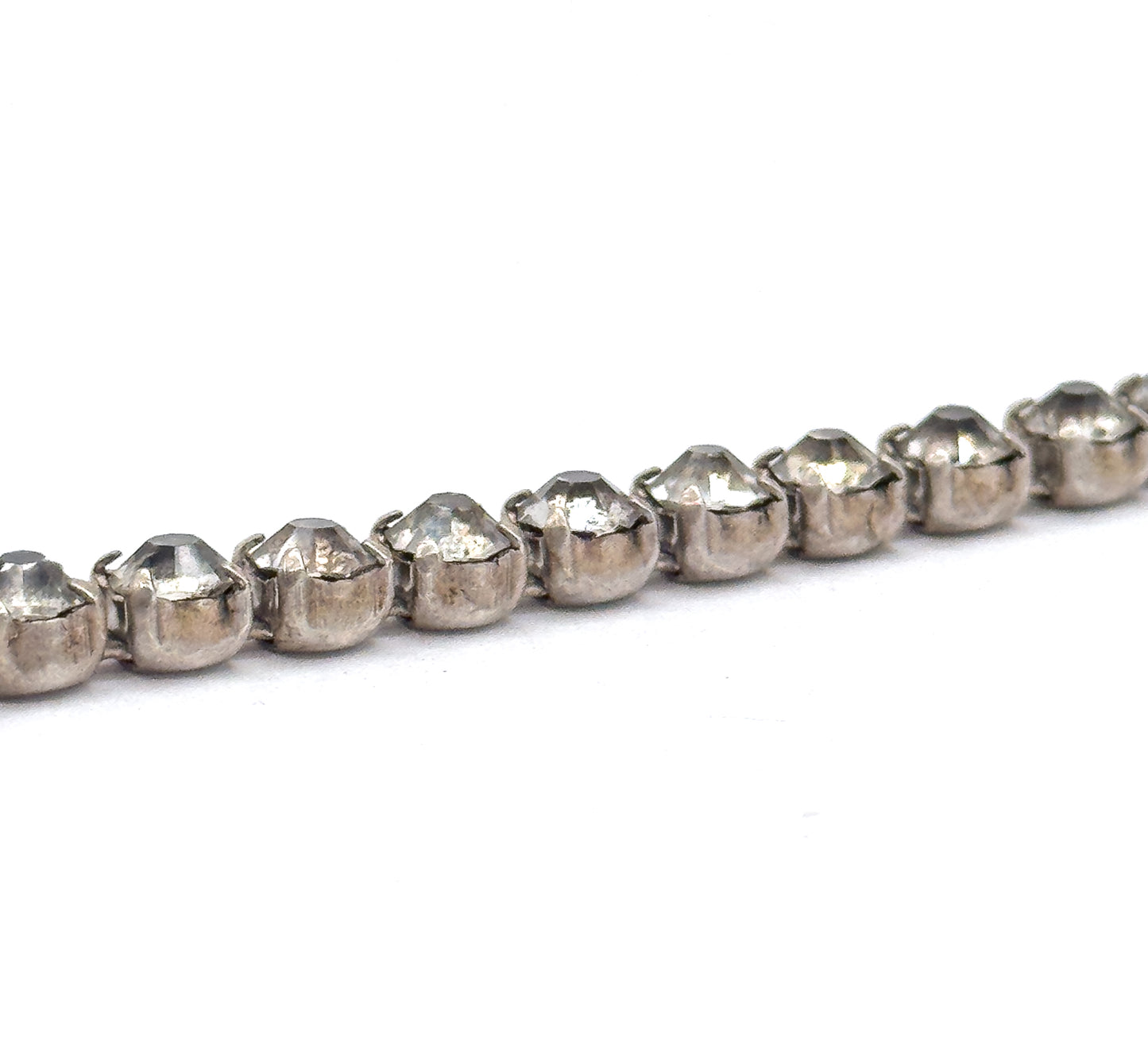 Antique Hand Cut Paste Stone Bracelet in Silver