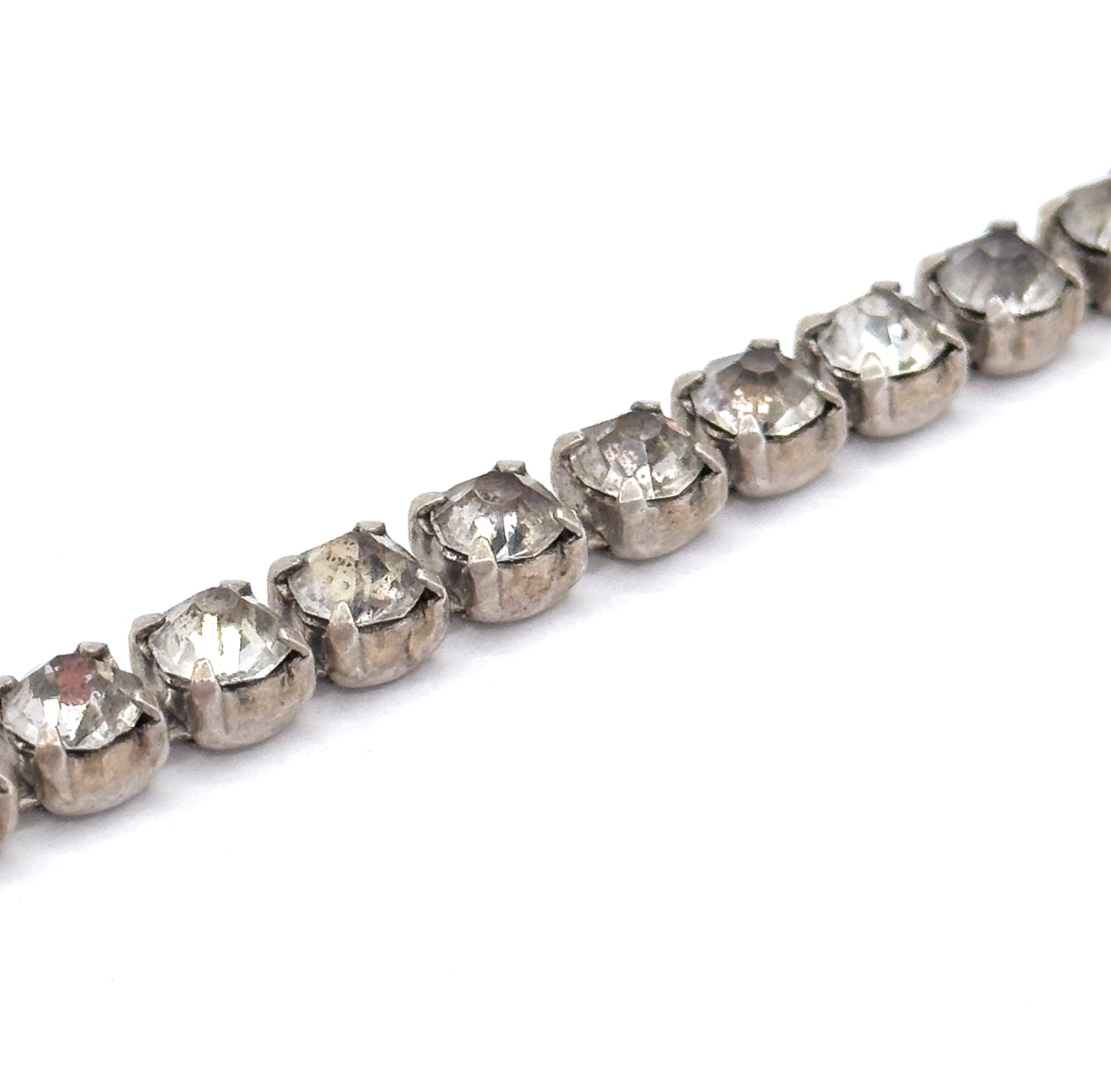 Antique Hand Cut Paste Stone Bracelet in Silver