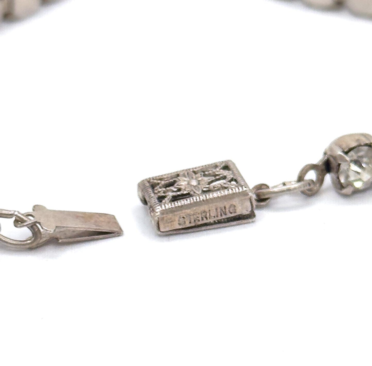 Antique Hand Cut Paste Stone Bracelet in Silver