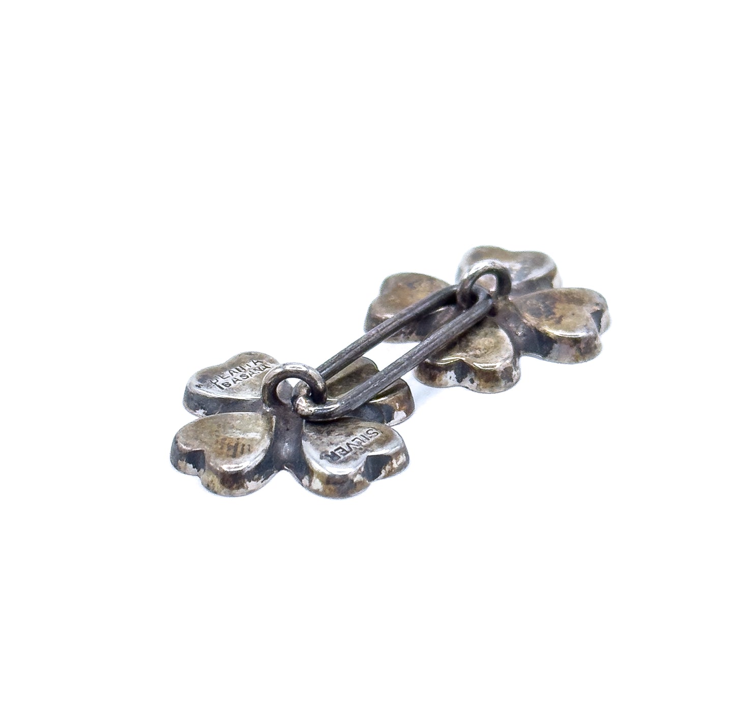 Vintage Connemara Marble Clover Cufflinks in Silver