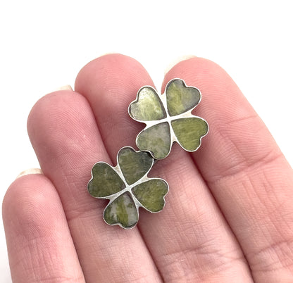 Vintage Connemara Marble Clover Cufflinks in Silver