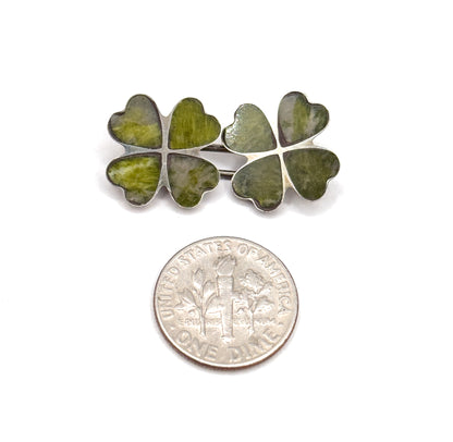 Vintage Connemara Marble Clover Cufflinks in Silver