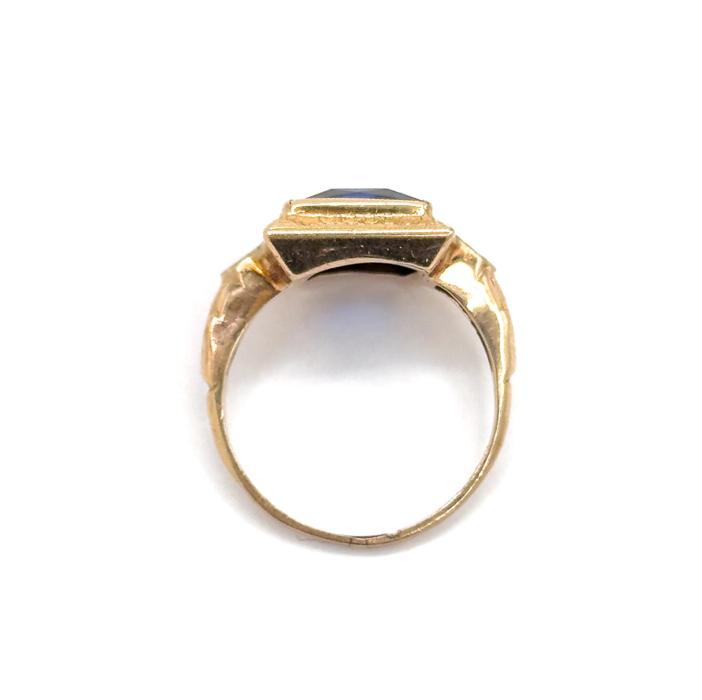 Vintage 1940s Created Sapphire Ring in 10K Gold