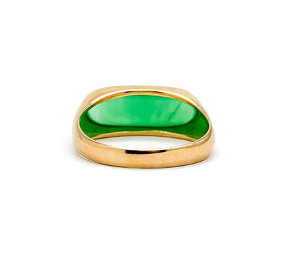 Vintage Chrysoprase Saddle Ring in 14K Yellow Gold