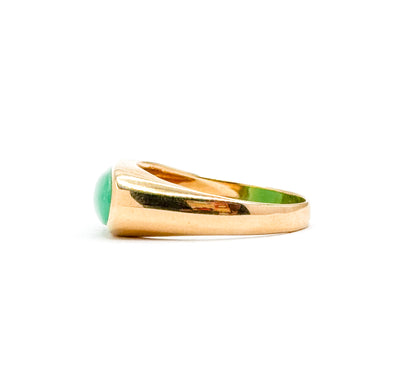 Vintage Chrysoprase Saddle Ring in 14K Yellow Gold