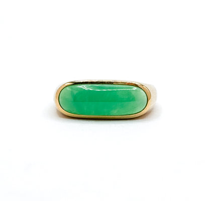 Vintage Chrysoprase Saddle Ring in 14K Yellow Gold