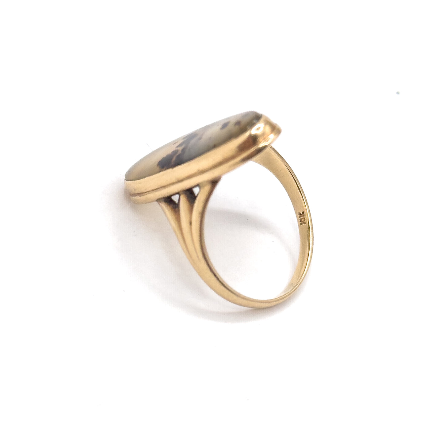 Vintage Dendritic Agate Ring in 10K Yellow Gold